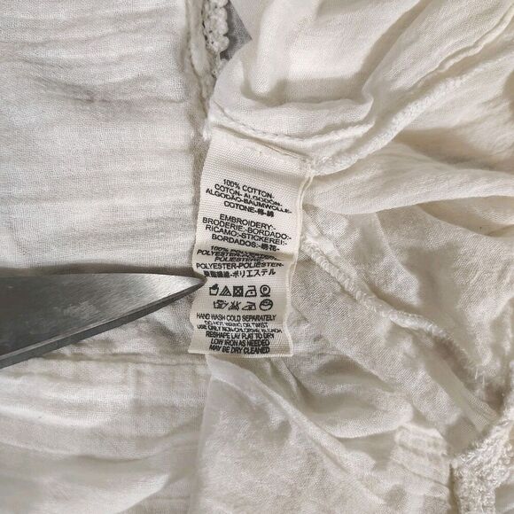 Free People Boho Embroidered Peasant Tank Top M Cream Festival Hippie Prairie - Picture 7 of 9